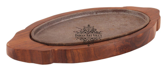 Pure Iron Sizzler with Wooden Base Oval Sizzler