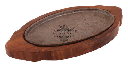 Pure Iron Sizzler with Wooden Base Oval Sizzler
