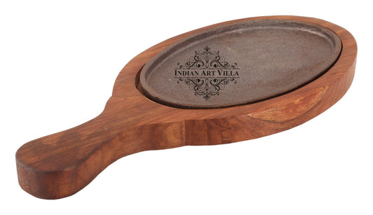Pure Iron Sizzler with Wooden Base Oval Sizzler