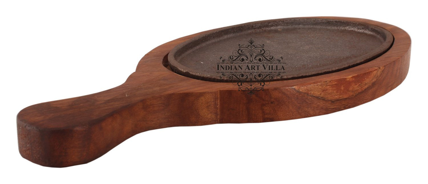 Pure Iron Sizzler with Wooden Base Oval Sizzler