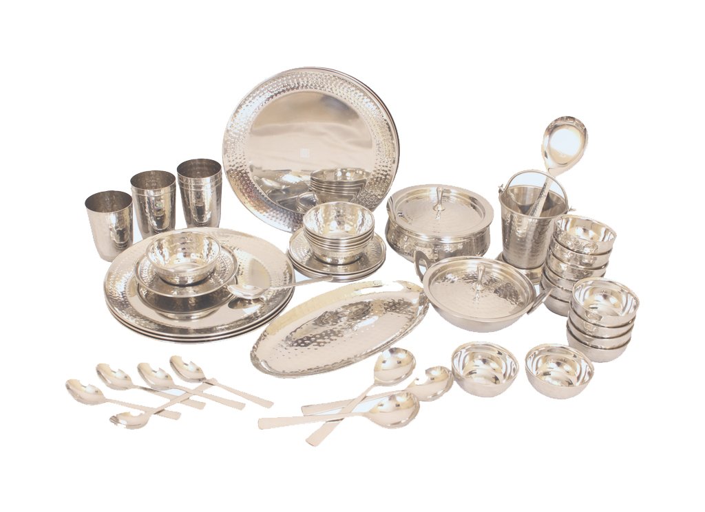 Handcrafted Pure Stainless Steel Royal Dinner Set, Dinnerware, Tableware, 52 Pieces