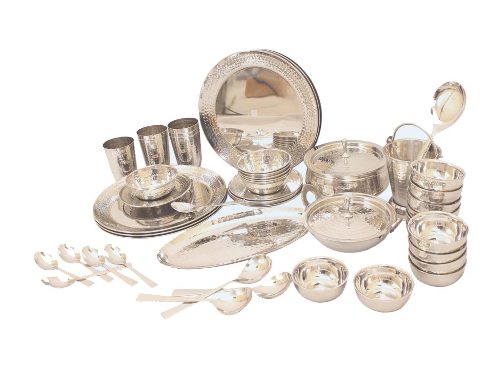 Handcrafted Pure Stainless Steel Royal Dinner Set, Dinnerware, Tableware, 52 Pieces