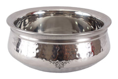 Indian Art Vliia Steel Handi  Bowl With Hammered Design, Serving Bowl, Set of 3