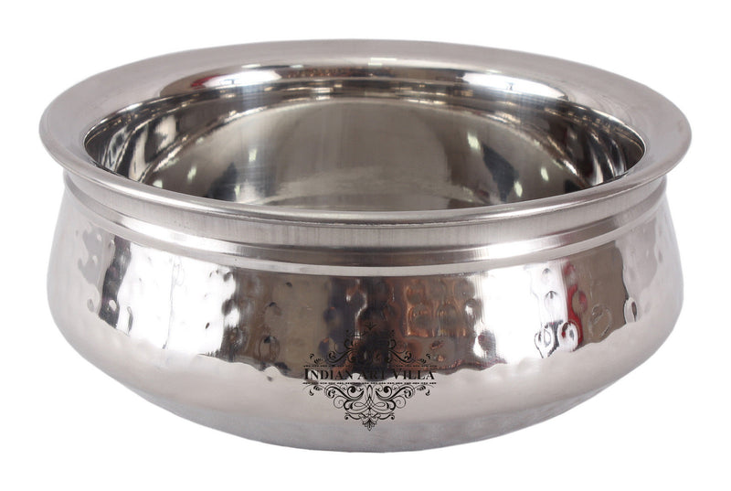 Indian Art Vliia Steel Handi  Bowl With Hammered Design, Serving Bowl, Set of 3