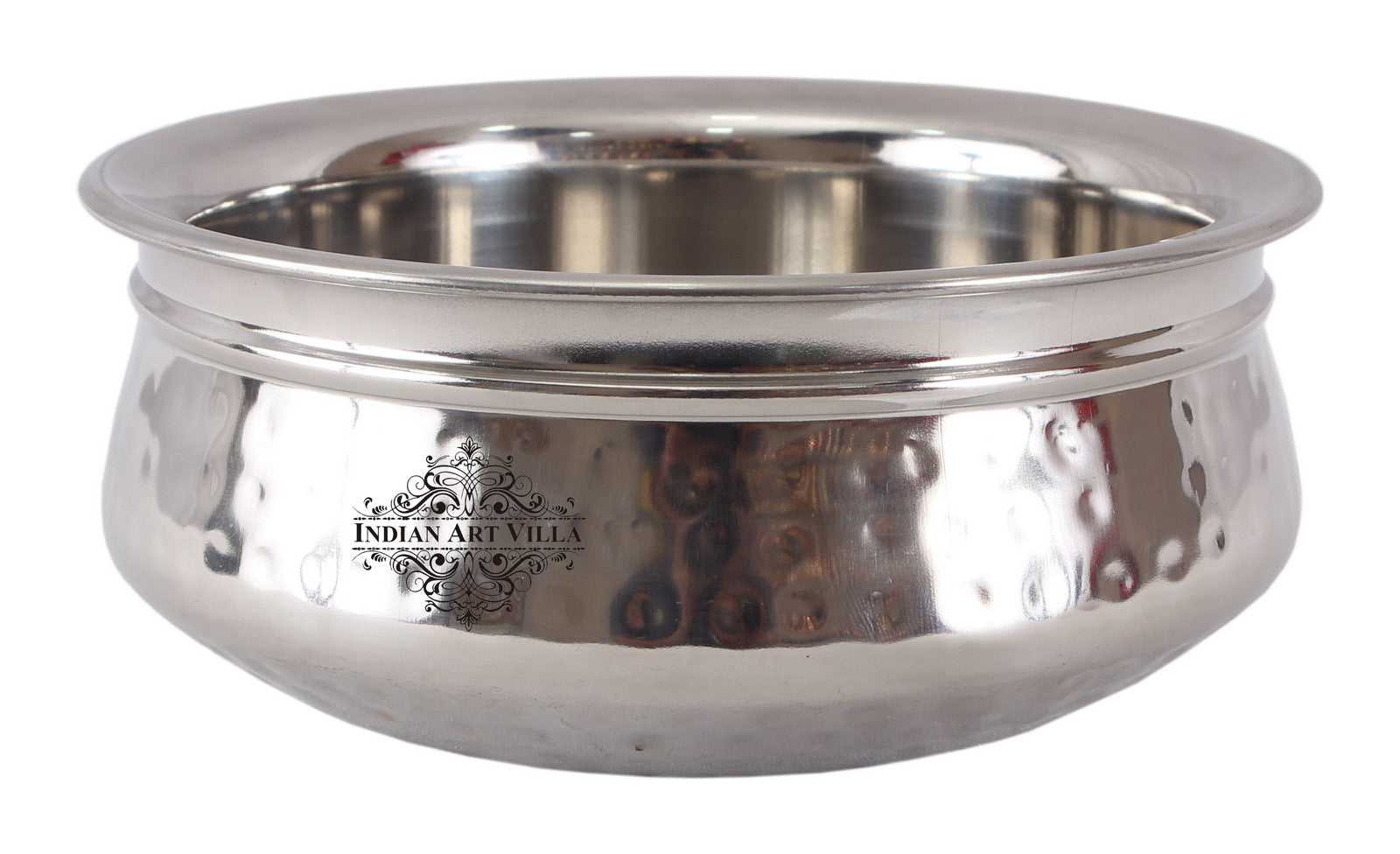 Indian Art Vliia Steel Handi  Bowl With Hammered Design, Serving Bowl, Set of 3