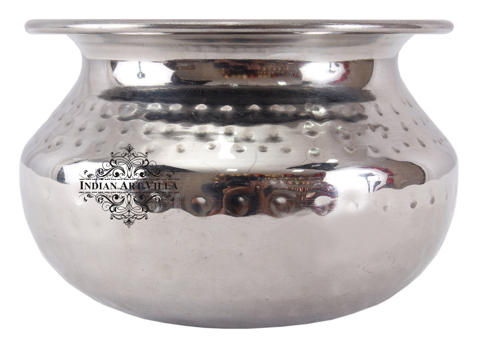 Pure Steel Punjabi Handi, Hammered Design, Set of 2 Punjabi Handi