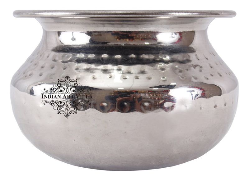 Pure Steel Punjabi Handi, Hammered Design, Set of 2 Punjabi Handi