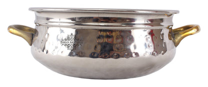 Steel Hammered Set of 3 Handi with Round Brass Handle