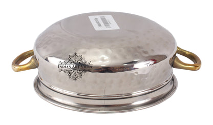 Steel Hammered Set of 3 Handi with Round Brass Handle