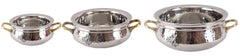 Steel Hammered Set of 3 Handi with Round Brass Handle