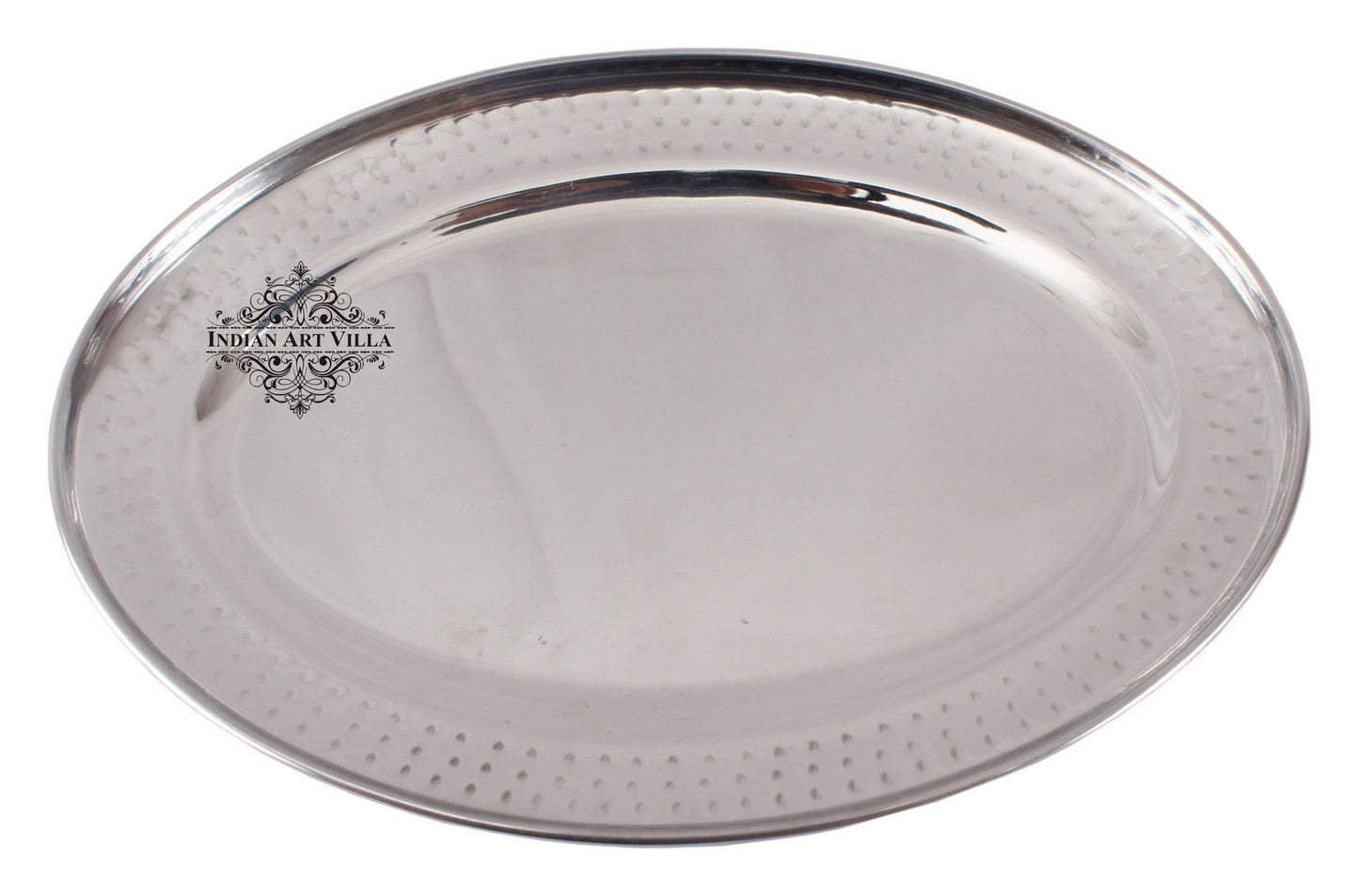 Steel Oval Tray Platter, Hammered Design,  Set of 2 Platter, 30.48 CMS