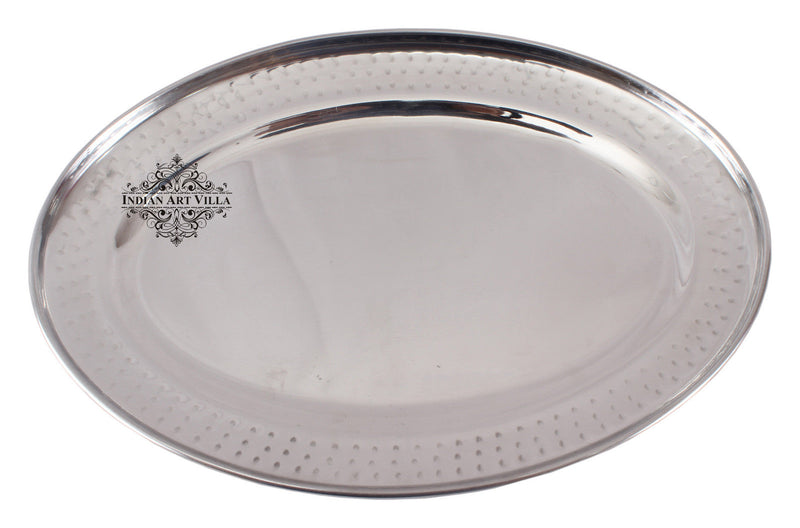 Steel Oval Tray Platter, Hammered Design,  Set of 2 Platter, 30.48 CMS