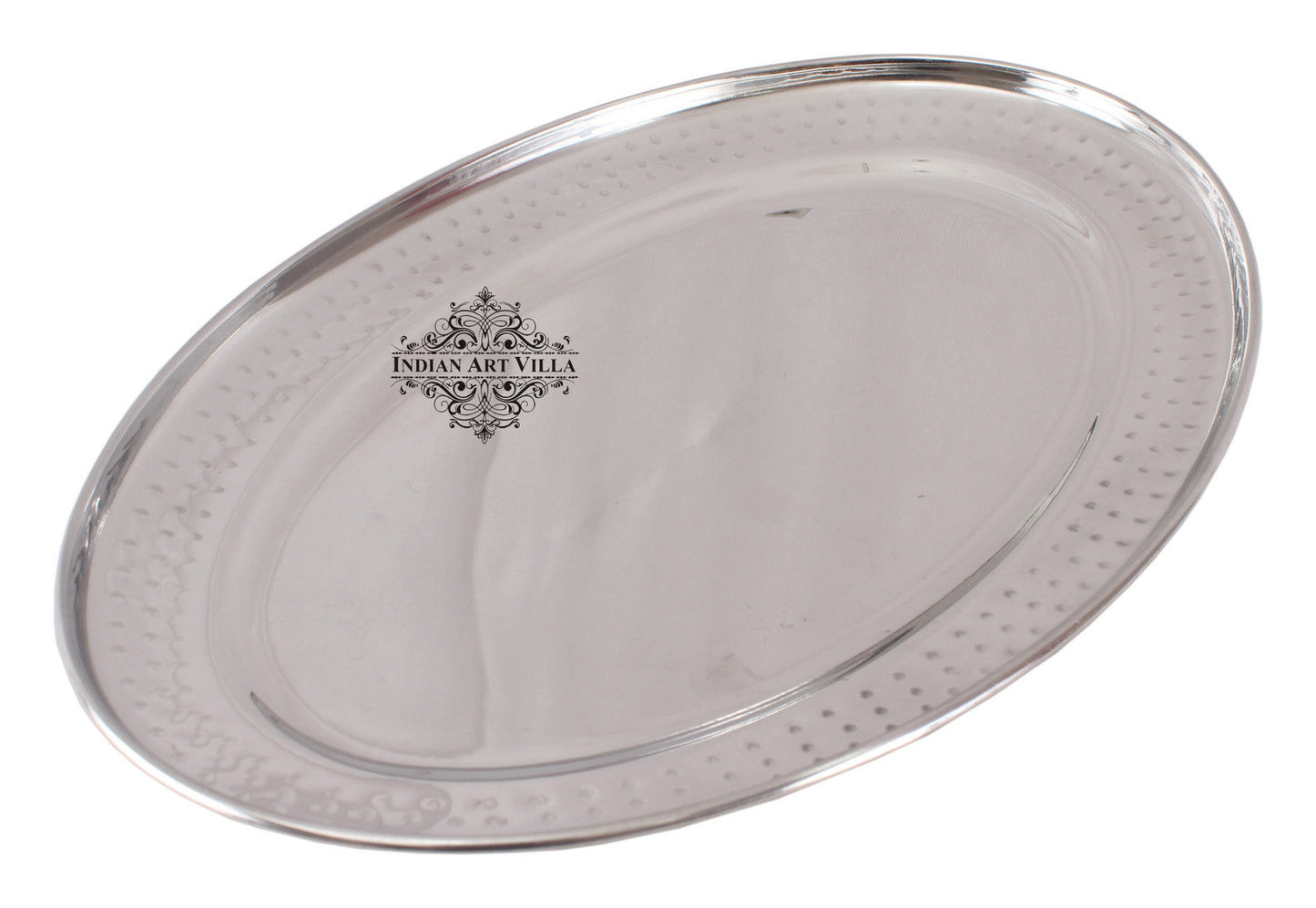 Steel Oval Tray Platter, Hammered Design,  Set of 2 Platter, 30.48 CMS