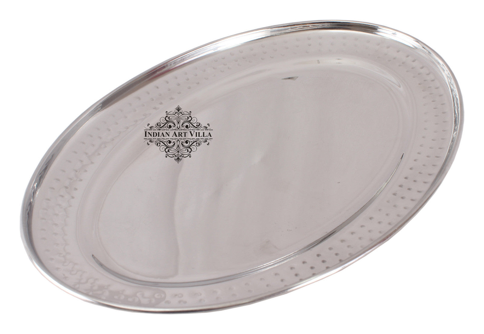 Steel Oval Tray Platter, Hammered Design,  Set of 2 Platter, 30.48 CMS