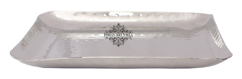 Steel Tray Platter, Hammered Design, Set of 2 Square Tray Platter