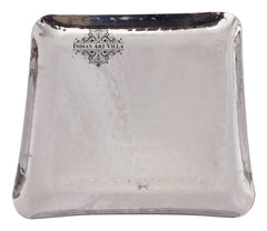 Steel Tray Platter, Hammered Design, Set of 2 Square Tray Platter
