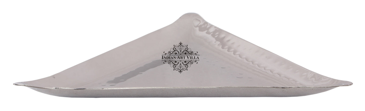 Steel Handi, Hammered Design, Set of 1 Triangular Tray with 1 Round Tray