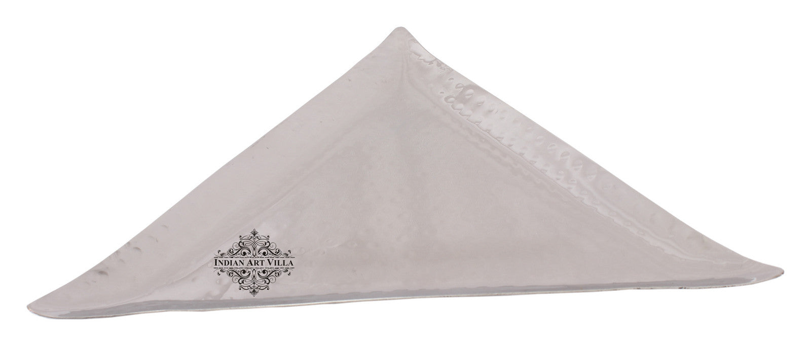 Steel Hammered Design Set of 1 Triangular Tray with 1 Square Tray