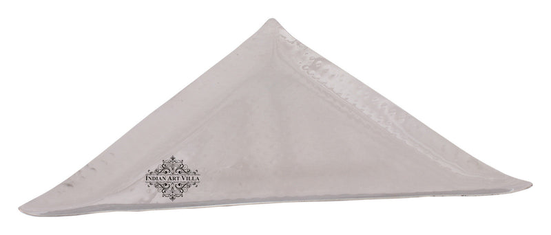 Steel Hammered Design Set of 1 Triangular Tray with 1 Square Tray