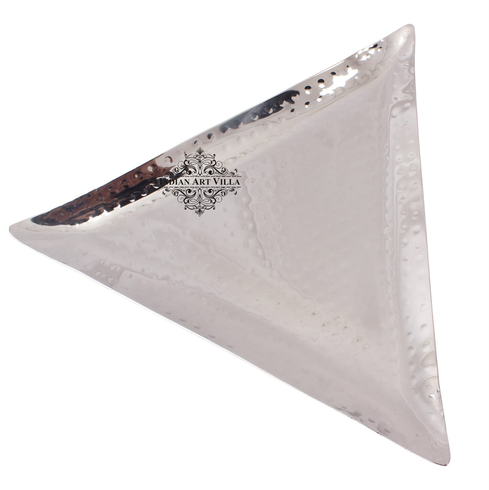 Steel Hammered Design Set of 1 Triangular Tray with 1 Square Tray