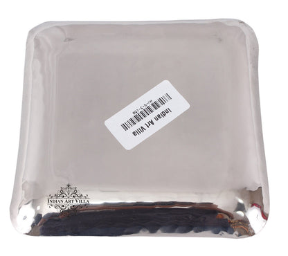 Steel Hammered Set of 1 Round Plate with 1 Square Tray