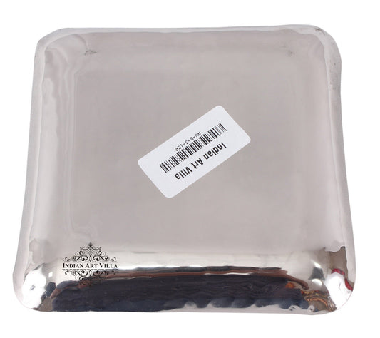 Steel Hammered Set of 1 Round Plate with 1 Square Tray