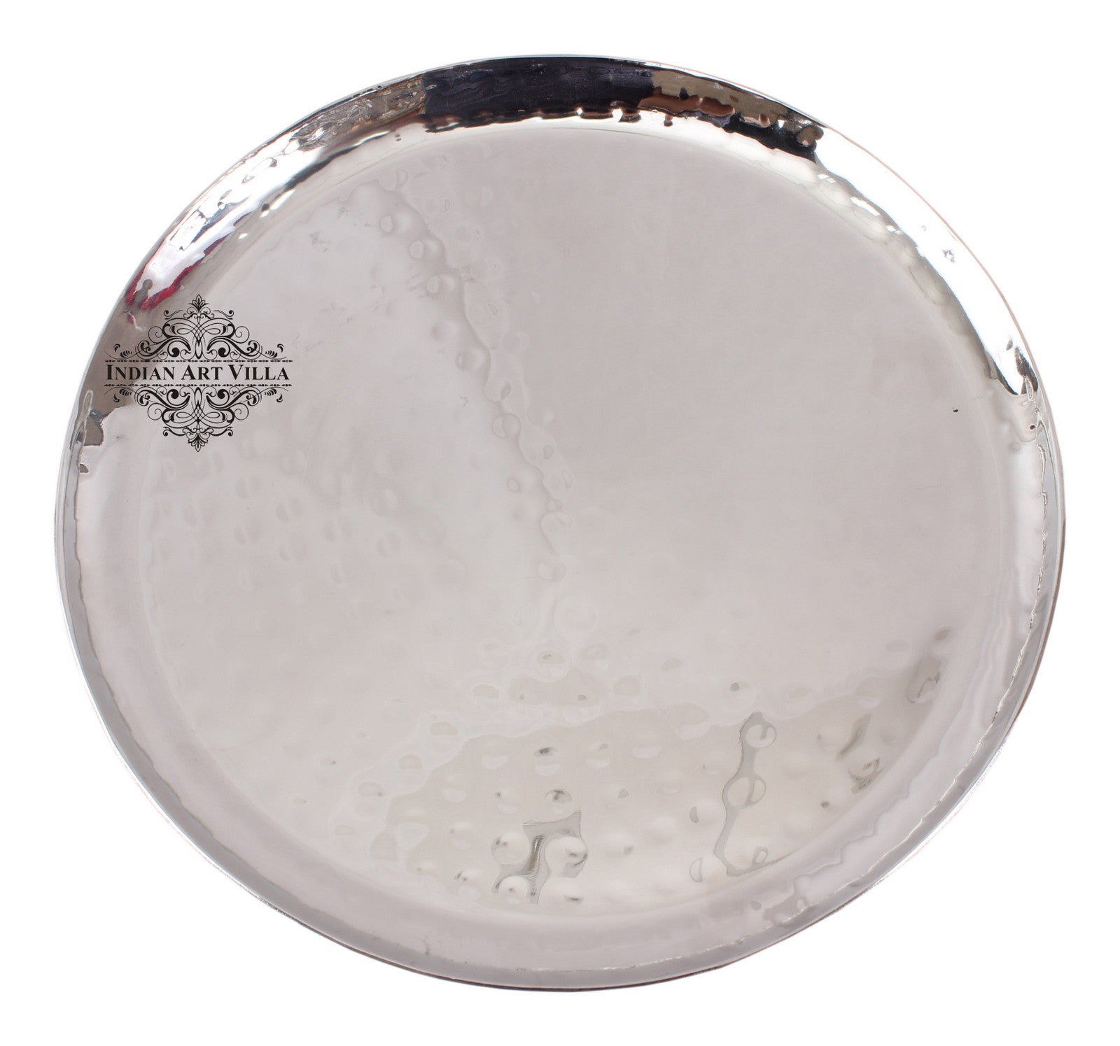 Steel Hammered Set of 1 Round Plate with 1 Square Tray