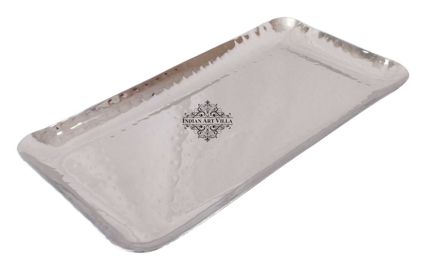 Steel Hammered Design Set of 1 Round Plate with 1 Rectangular Tray