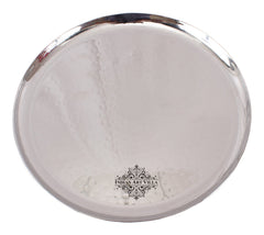 Steel Hammered Design Set of 1 Round Plate with 1 Rectangular Tray