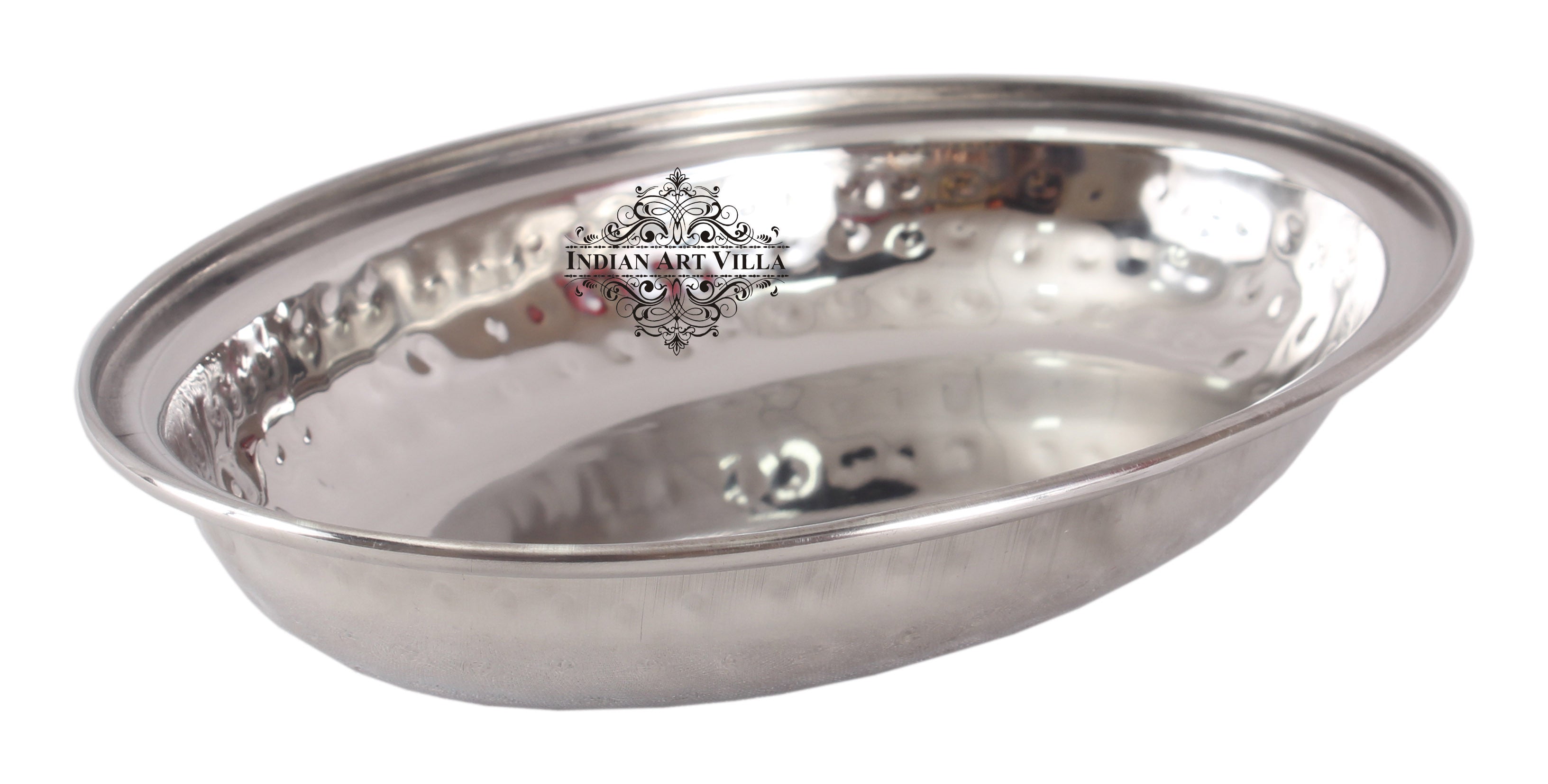 Steel Oval Platter, Hammered Design, Set of 2 Tray Platter