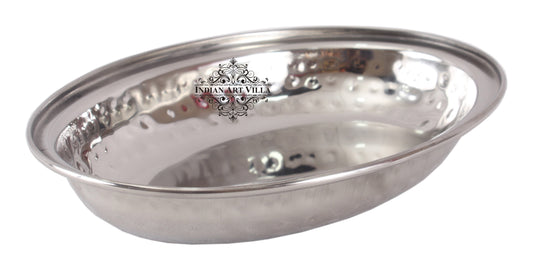 Steel Oval Platter, Hammered Design, Set of 2 Tray Platter