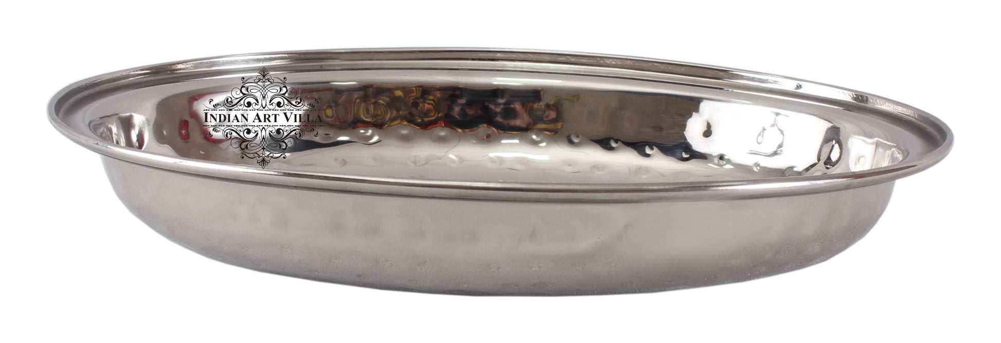 Steel Oval Platter, Hammered Design, Set of 2 Tray Platter