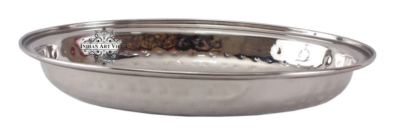Steel Oval Platter, Hammered Design, Set of 2 Tray Platter