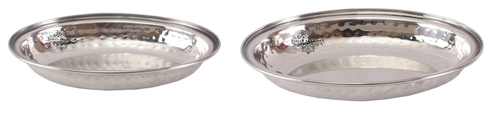 Steel Oval Platter, Hammered Design, Set of 2 Tray Platter