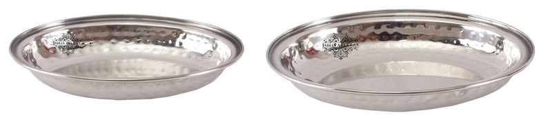 Steel Oval Platter, Hammered Design, Set of 2 Tray Platter