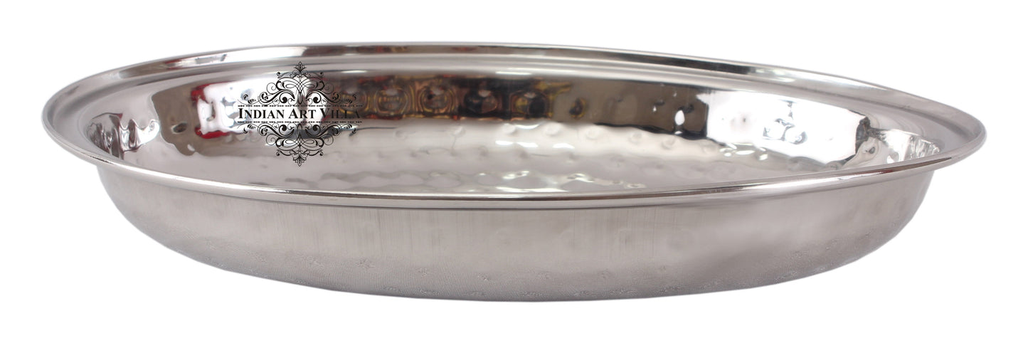 Steel Oval Platter, Hammered Design, Set of 2 Oval Platter