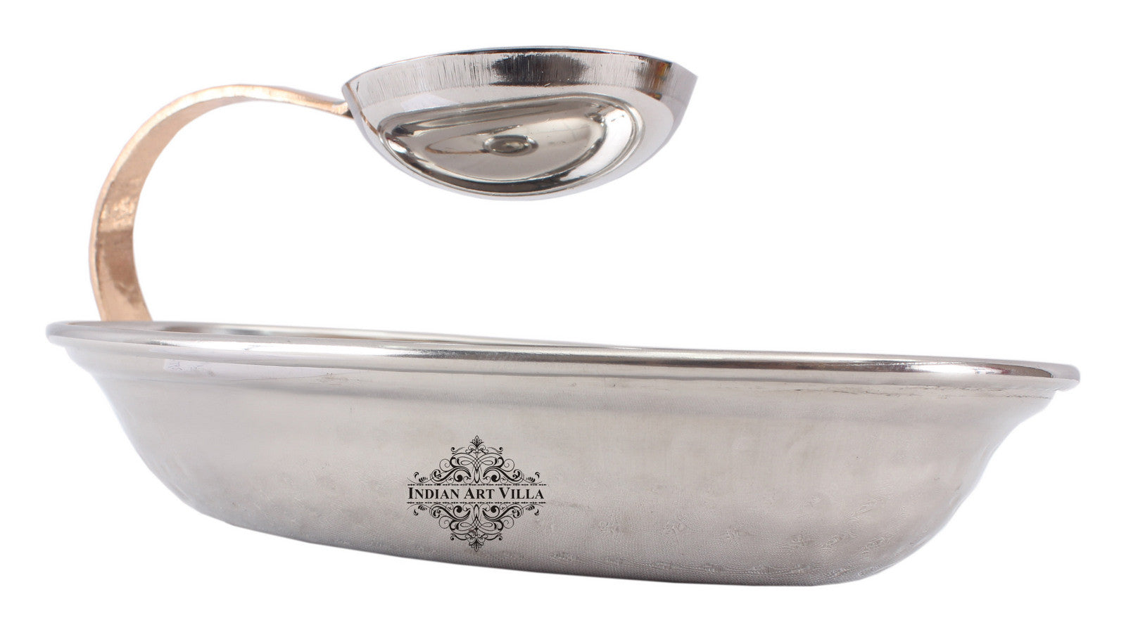 Steel Oval & Flat Chip And Dip Platter With Attached Bowl