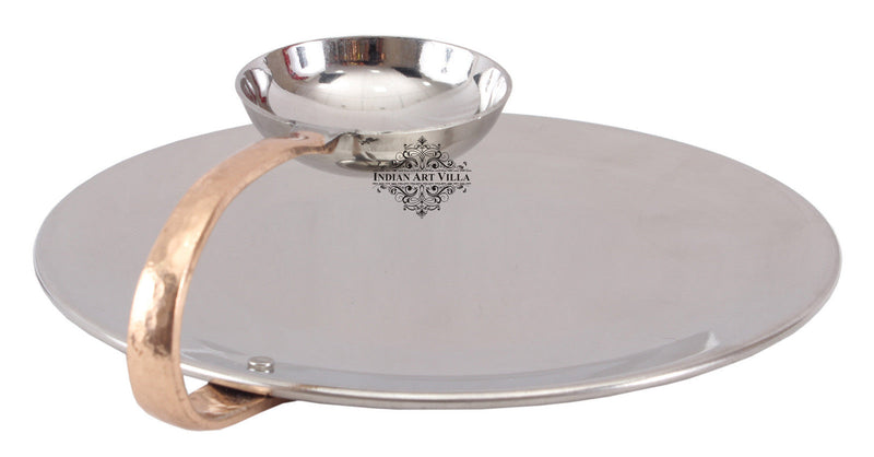 Steel Set of 3 Chip N Dip Platter With Attached Chutney Bowl