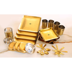 Stainless Steel Hammered 36 Pcs Rectangular shape Dinnerware Set, Serveware Tableware, Dinnerware for Home and Restaurants