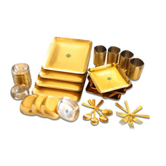 Stainless Steel Hammered 36 Pcs Rectangular shape Dinnerware Set, Serveware Tableware, Dinnerware for Home and Restaurants