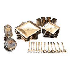 Stainless Steel Hammerd 48 Pcs Rectangular shape Dinnerware Set, Serveware Tableware, Dinnerware for Home and Restaurants