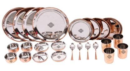 Pure Steel Copper 24 Piece Traditional Kitchen Dinner Set