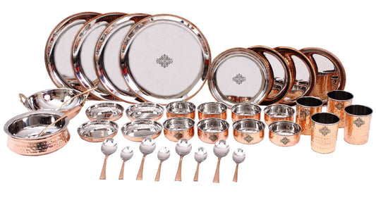 Pure Steel Copper 36 Piece Traditional Kitchen Dinner Set