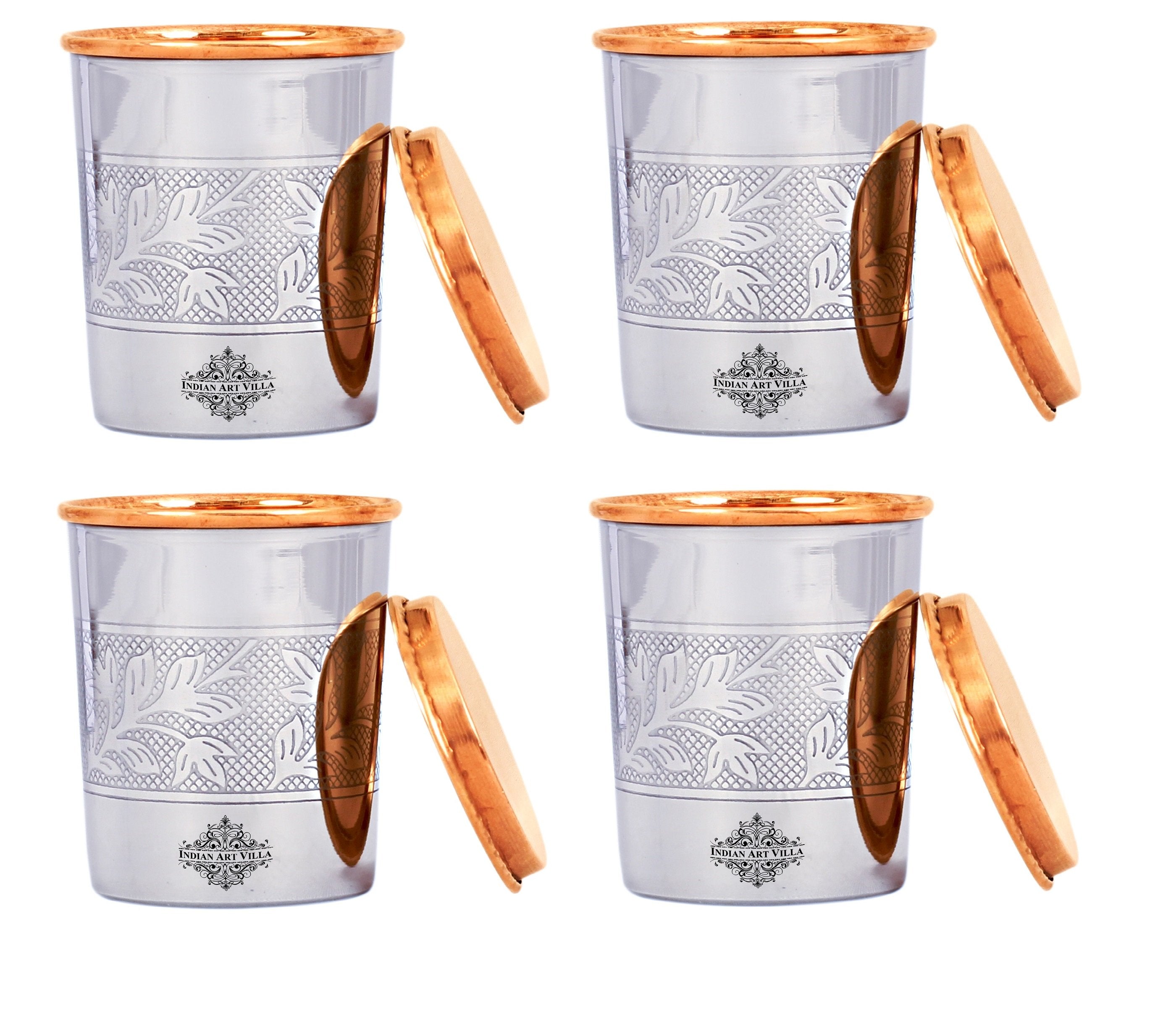 Pure Steel Copper Luxury Design Glass with a Copper Lid 250 ML