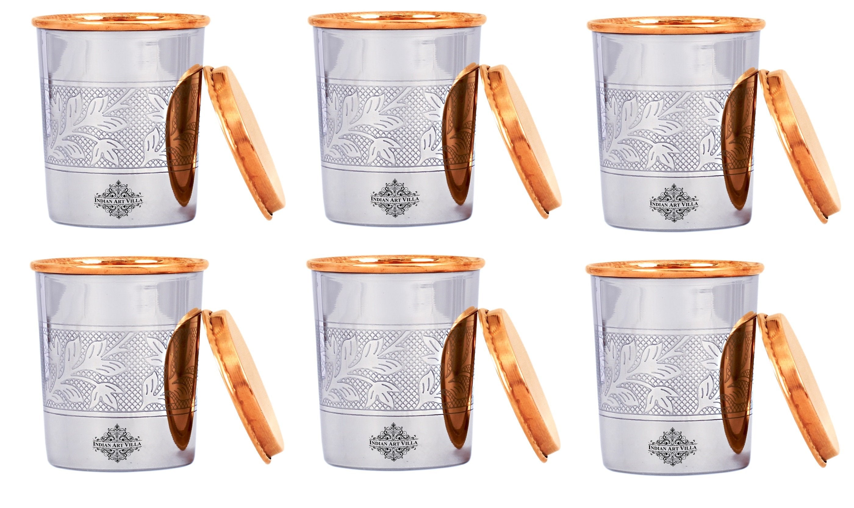 Pure Steel Copper Luxury Design Glass with a Copper Lid 250 ML