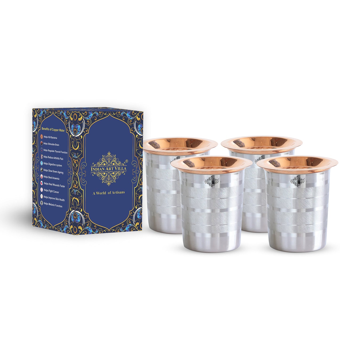 Pure Steel Copper Luxury Design Glass with a Copper Lid 250 ML