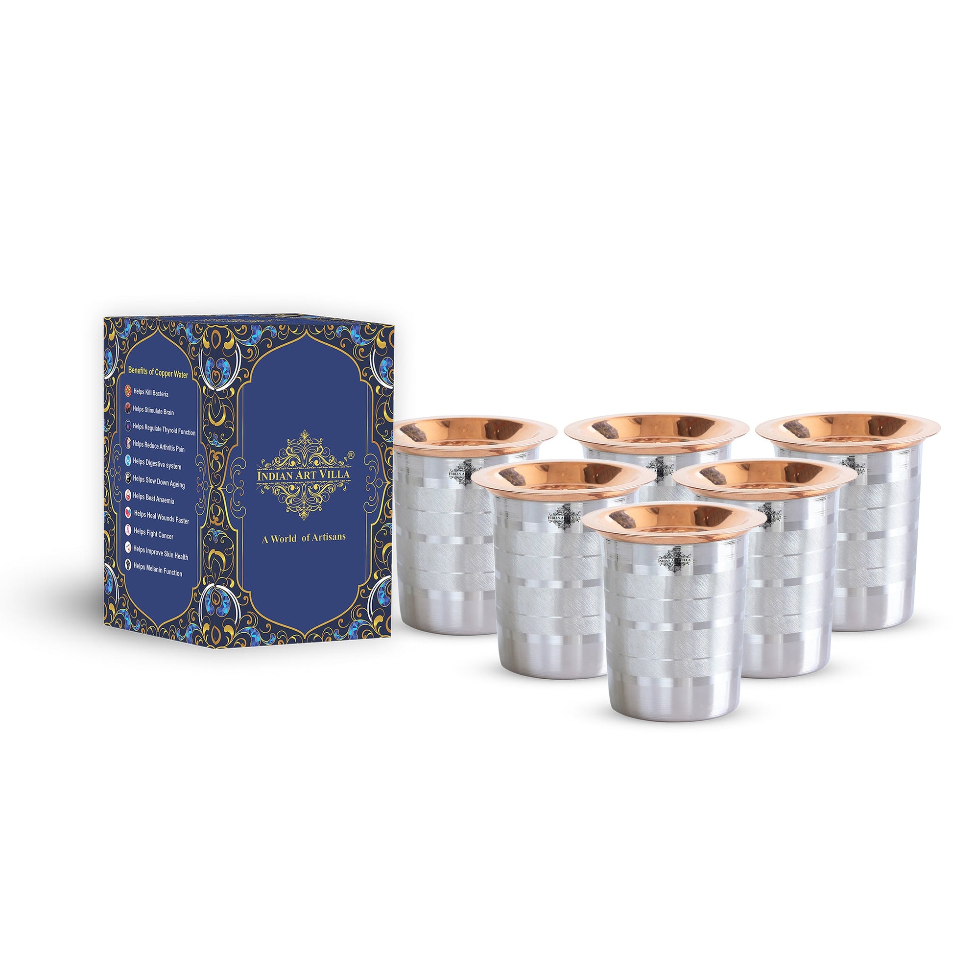 Pure Steel Copper Luxury Design Glass with a Copper Lid 250 ML