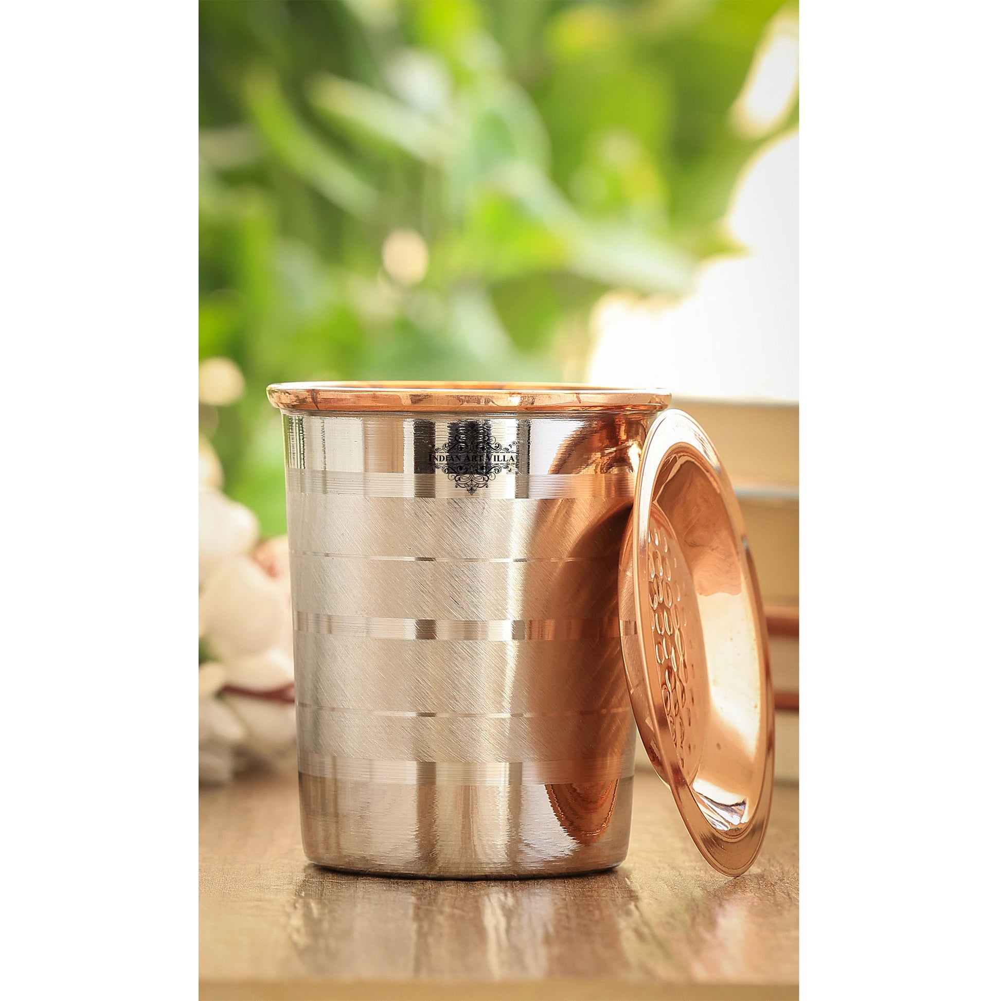 Pure Steel Copper Luxury Design Glass with a Copper Lid 250 ML