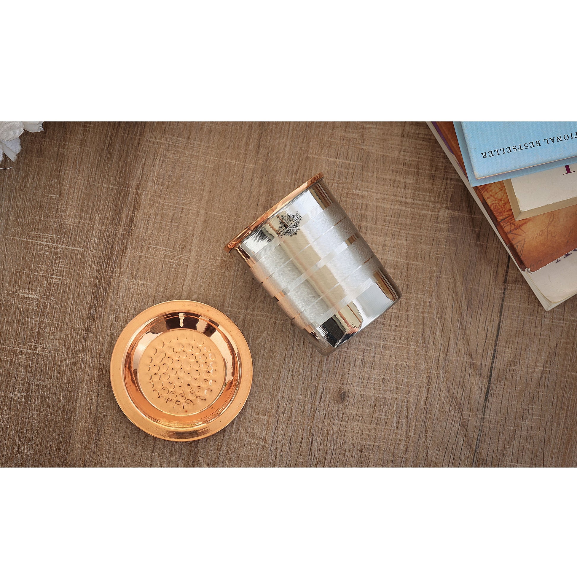 Pure Steel Copper Luxury Design Glass with a Copper Lid 250 ML