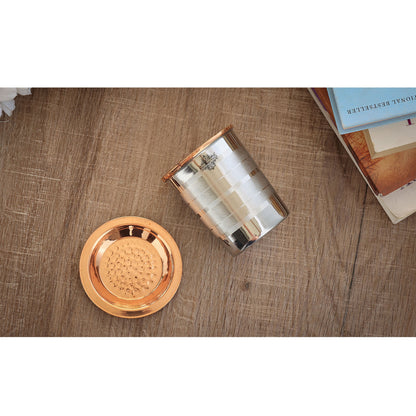 Pure Steel Copper Luxury Design Glass with a Copper Lid 250 ML